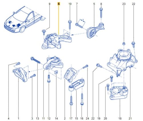 Cuscino motore destro originale 112100006R Laguna 3 3.0DCI