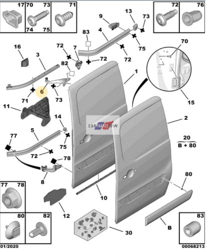 Rullo porta destra superiore originale 9033AY Berlingo 2 Partner 2