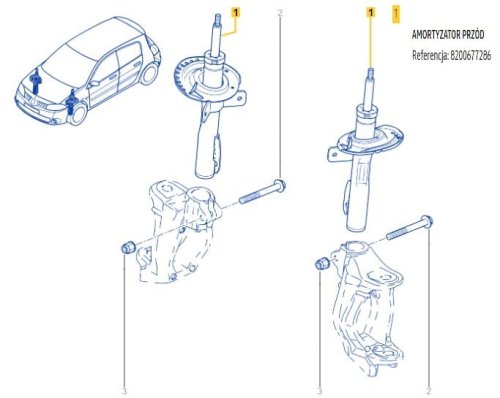 Ammortizzatore anteriore originale 8200677286 Megane 2 Sport