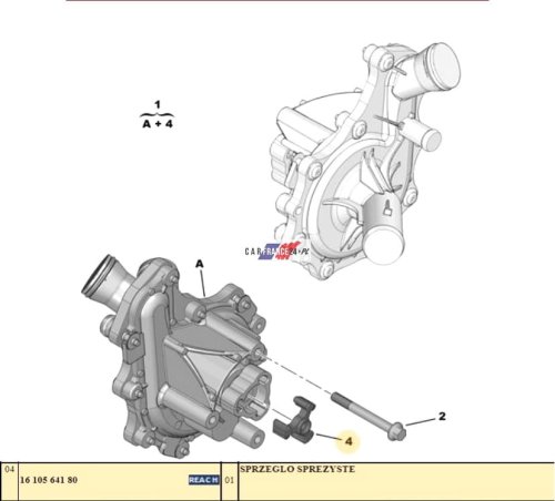 Elemento pompa acqua 1610564180 Orig. PSA  2.2HDI BOXER 06