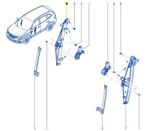 Meccanismo finestrino anteriore destro Renault Koleos 2 808629493R