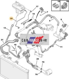 Tubo del sistema di raffreddamento Peugeot Citroen 2.7Hdi 1351LP
