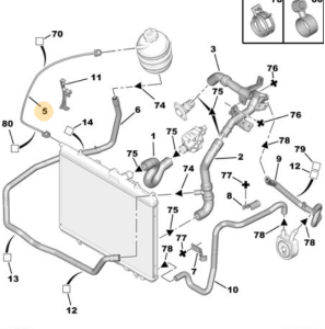 Tubo del sistema di raffreddamento Peugeot Citroen 1.4Hdi 1307YP