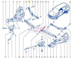 Braccio oscillante destro  posteriore superiore 551205HA0B OE Renault Koleos II