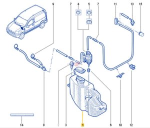 Serbatoio liquido lavavetri 2748000QAF Nuovo OE Renault Kangoo
