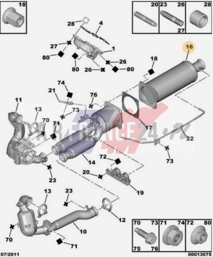 Filtro antiparticolato  2.7HDI 174032 Reg. OE PSA Peugeot 407