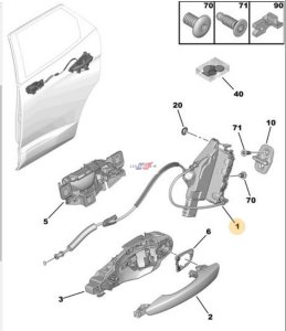 Serratura porta 9823729080 destra posteriore nuova OE Citroen Peugeot 3008