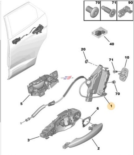 Serratura porta 9823729080 destra posteriore nuova OE Citroen Peugeot 3008