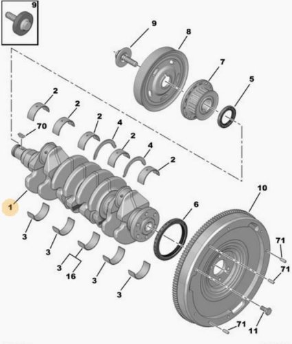 Albero motore 9800993080 1.6 e-HDI 8v 9H05 9H06  Citroen Peugeot Volvo Ford