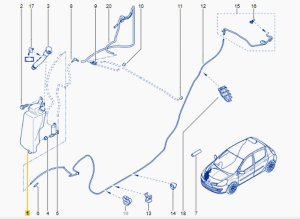 Serbatoio lavavetri 7701058023 Renault Clio III Originale