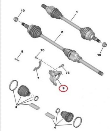 Supporto semiasse 9801017180 Citroen Peugeot Originale