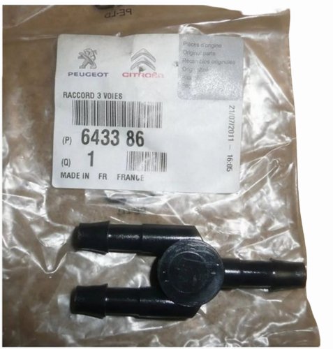 Raccordo a T per tubo lavavetri 643386 6433.86 Citroen C2 C3 Originale Nuovo