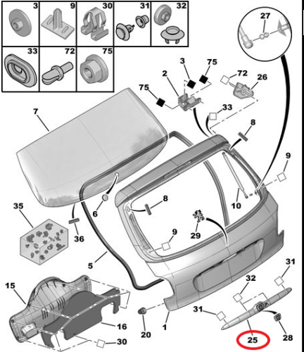 Listello portellone posteriore Originale Peugeot 206 Station wagon 8742E3